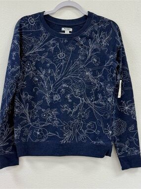 Old Navy Navy Floral Crewneck Sweater